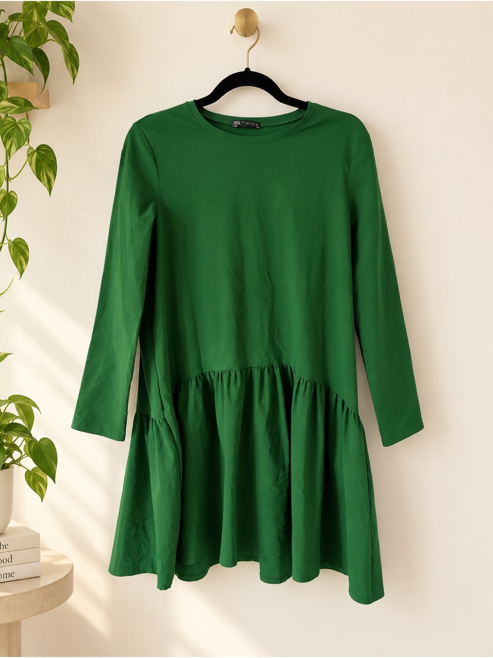 Zara Green Drop Waist Mini Dress Size S